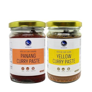 Authentic Thai Curry Paste Trio (Panang, Yellow, Blue; 8 oz each)
